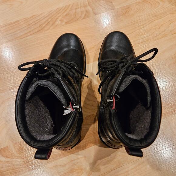 UGG Kesey Waterproof Leather Wool Combat Boots Womens 10 Black Utility Winter - Picture 5 of 16